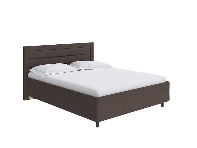 Кровать Next Life 2 160x200 Ткань: Рогожка Firmino Турецкий кофе - Cтильная модель в стиле минимализм с горизонтальными строчками