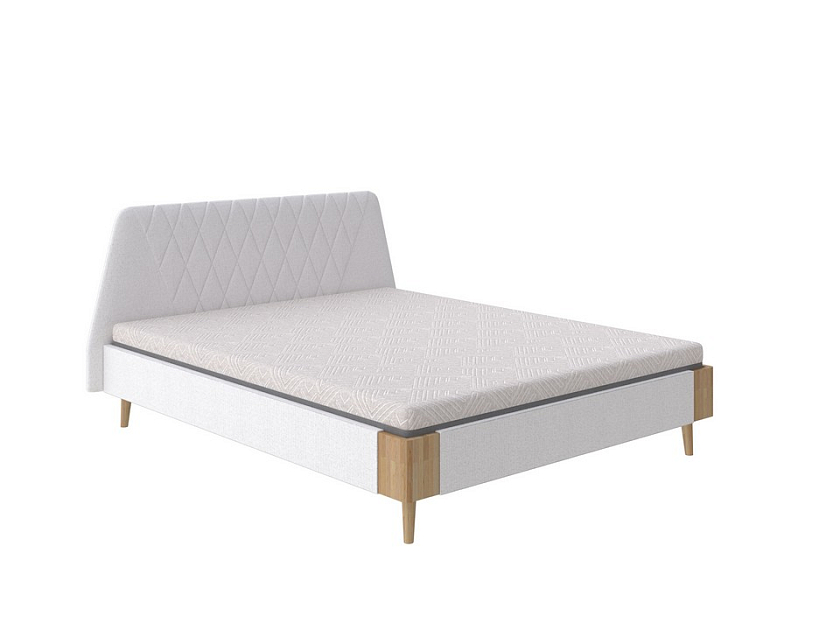Кровать Lagom Hill Soft 90x190 Ткань/Массив Beatto Пастила/Масло-воск Natura (бук) - Оригинальная кровать в обивке из мебельной ткани.