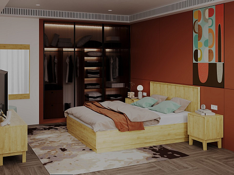 Кровать 90х190 Tempo с подъемным механизмом - Кровать с ПМ с вертикальной фрезеровкой и декоративным обрамлением изголовья