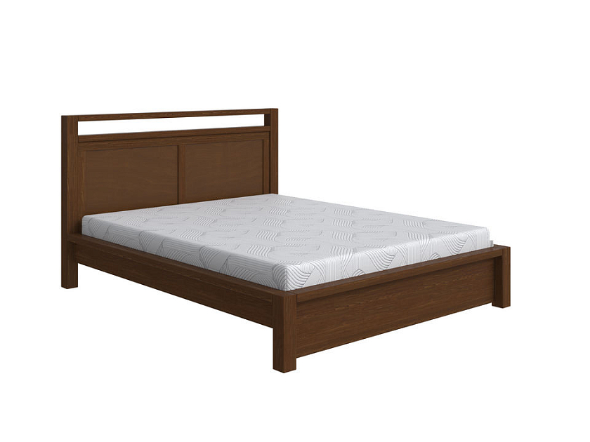 Кровать Fiord 140x200 Массив (сосна) Мокко - Кровать из массива с декоративной резкой в изголовье.