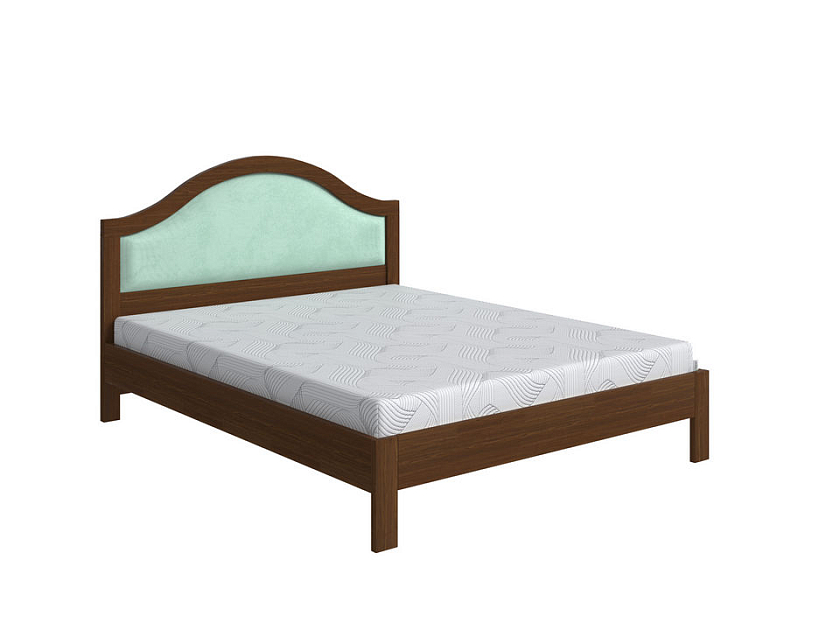 Кровать Ontario 80x180 Ткань/Массив Teddy 337 Мятный/Мокко (сосна) - Уютная кровать из массива с мягким изголовьем